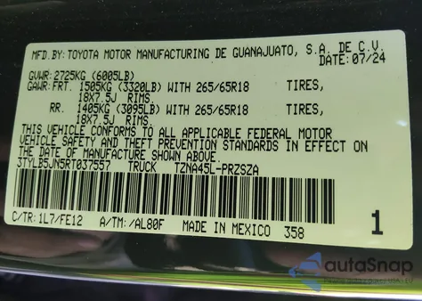 2024 Toyota Tacoma Trd Sport from USA, damaged, VIN 3TYLB5JN5RT037557